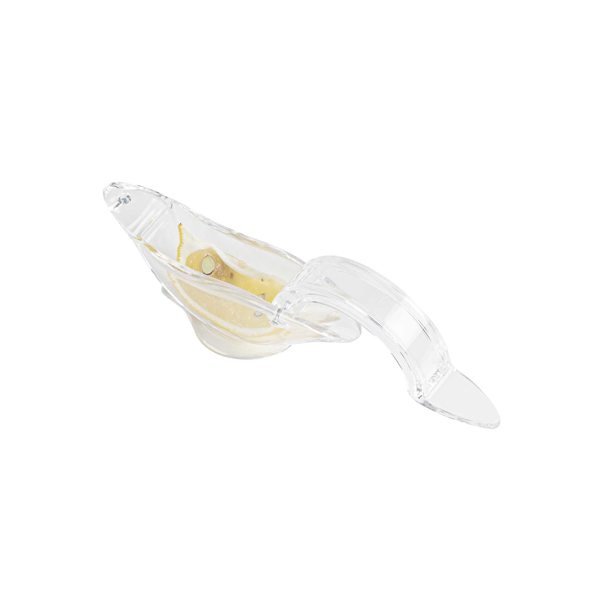 Met Lux 2 oz Clear Plastic Press Art Lemon and Lime Squeezer - 4 3/4" x 1 1/2" x 2" - 1 count box
