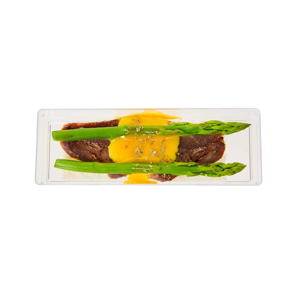 Mini Serve Rectangle Clear Plastic Modern Plate - 5 1/4" x 1 3/4" x 3/4" - 100 count box