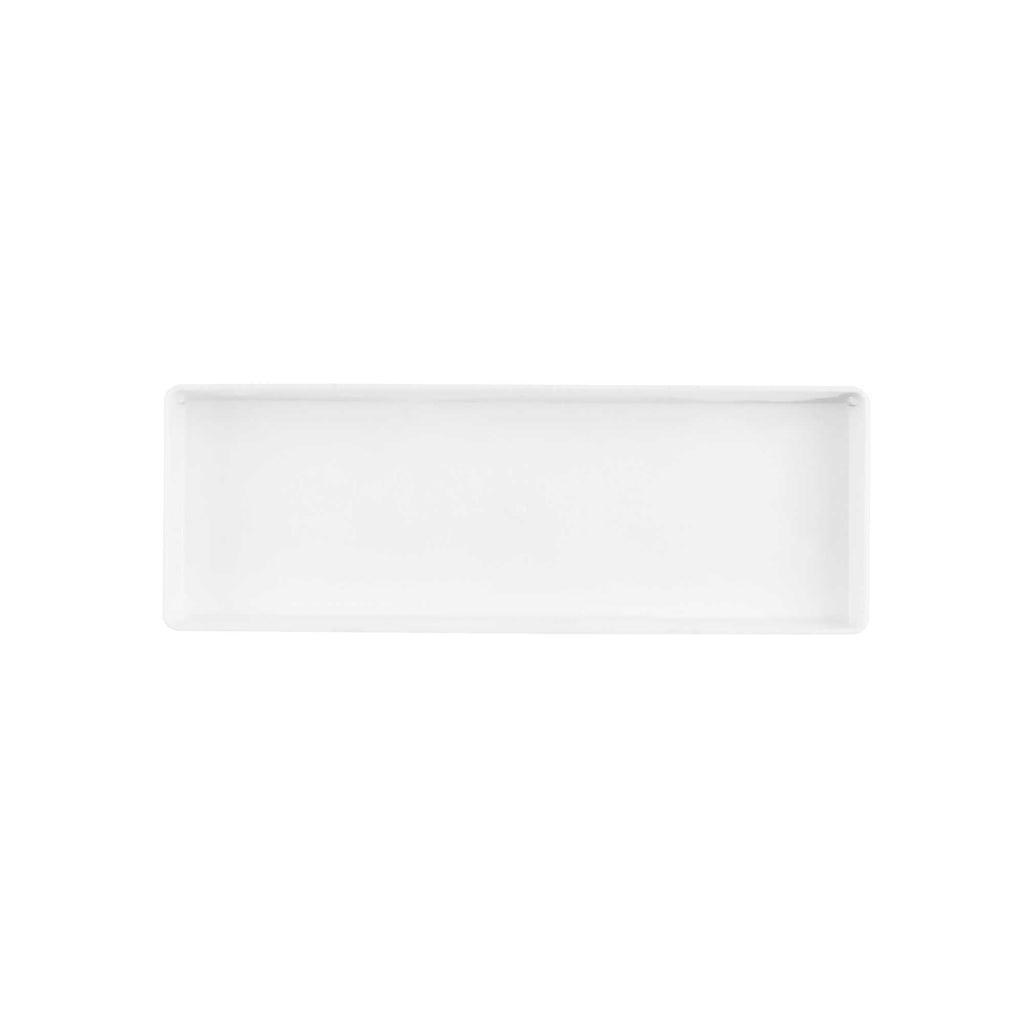 Mini Serve Rectangle White Plastic Modern Plate - 5 1/4" x 1 3/4" x 3/4" - 100 count box