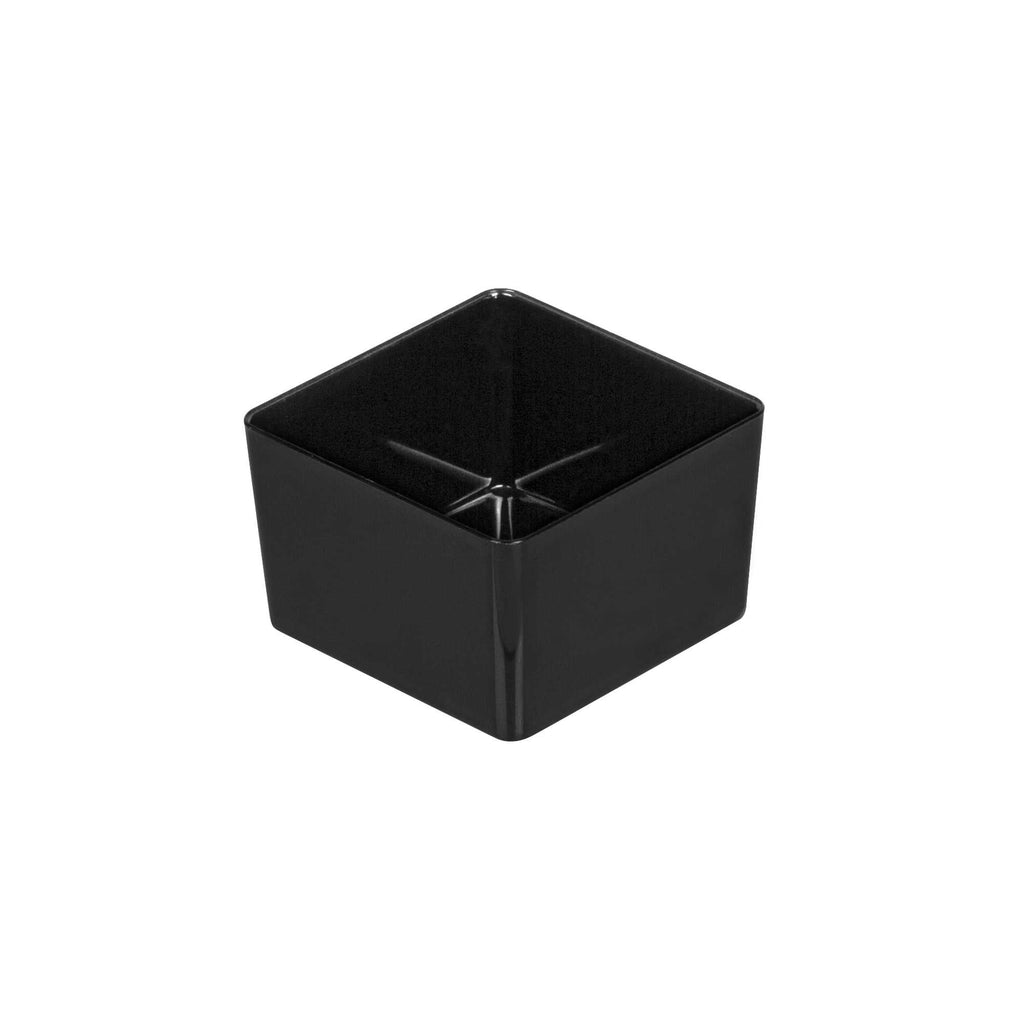 Mini Serve 2 oz Square Black Plastic Short Quadrato Cup - 1 3/4" x 1 3/4" x 1" - 100 count box
