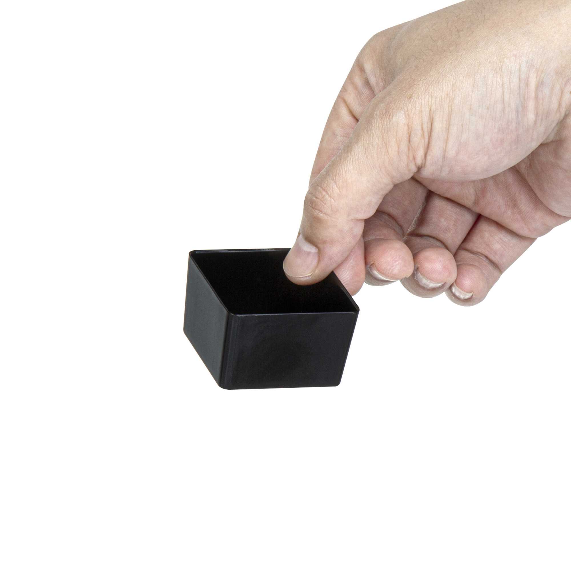 Mini Serve 2 oz Square Black Plastic Short Quadrato Cup - 1 3/4" x 1 3/4" x 1" - 100 count box