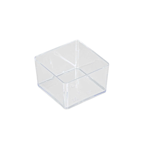 1 oz Square Clear Plastic Short Quadrato Cup - 1 3/4" x 1 3/4" x 1" - 100 count box