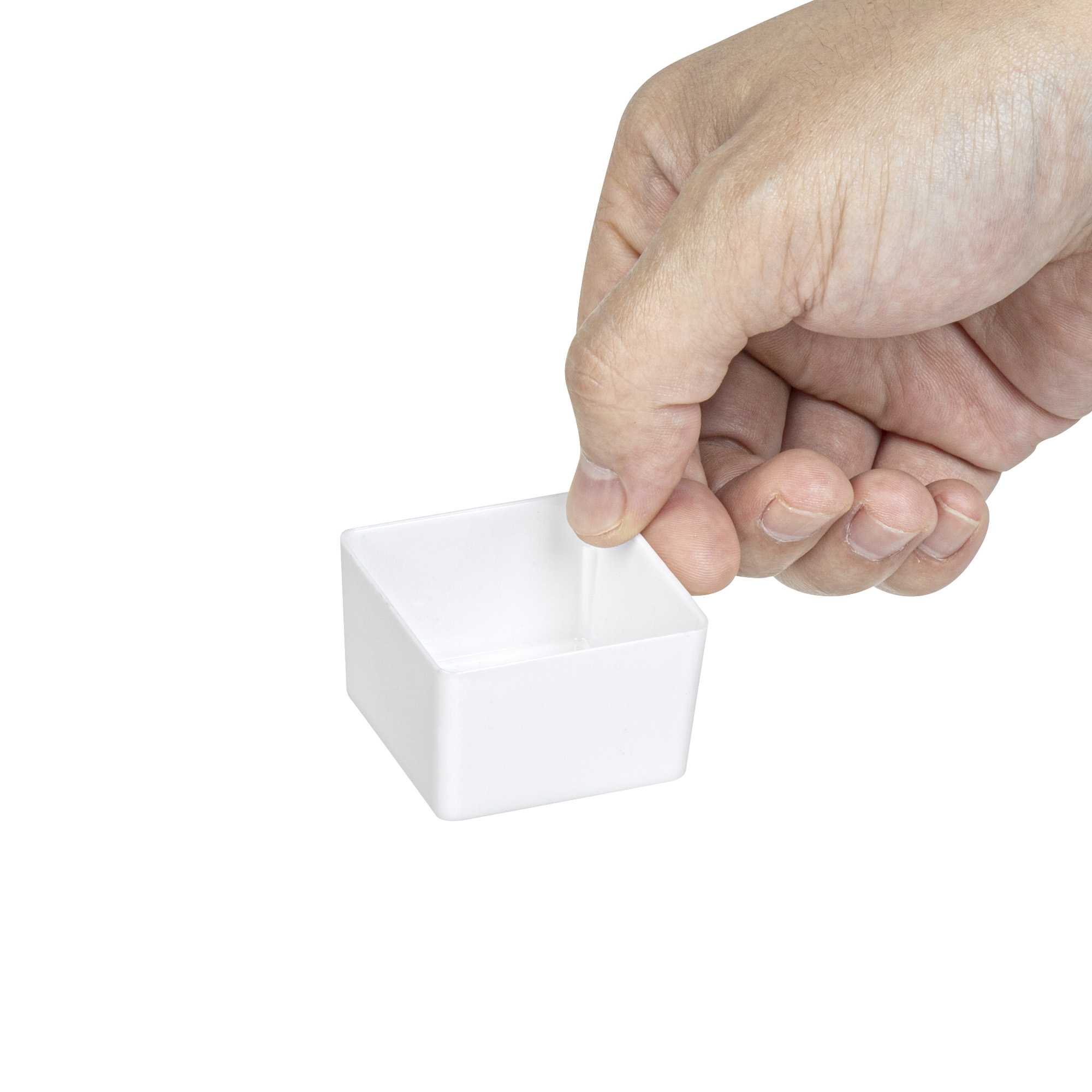 Mini Serve 2 oz Square White Plastic Short Quadrato Cup - 1 3/4" x 1 3/4" x 1" - 100 count box