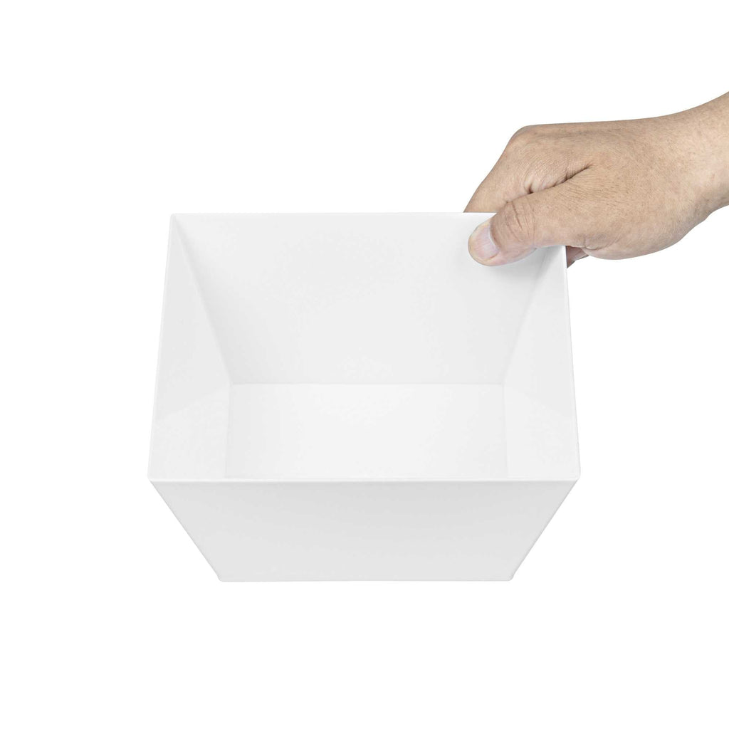 Maxi Serve 18 oz Square White Plastic Medium Modern Bowl - 6 3/4" x 6 3/4" x 3" - 25 count box