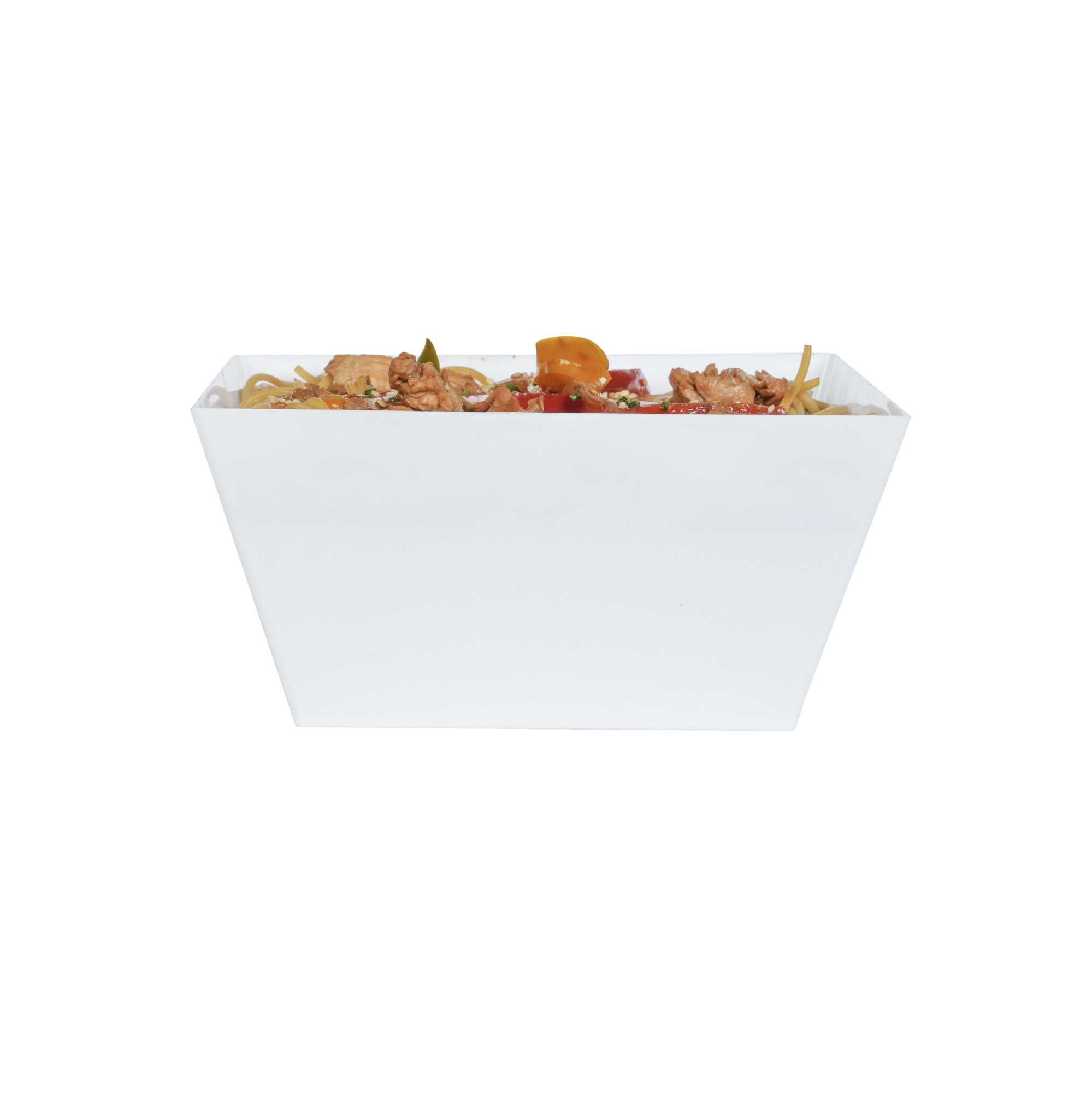 Maxi Serve 18 oz Square White Plastic Medium Modern Bowl - 6 3/4" x 6 3/4" x 3" - 25 count box