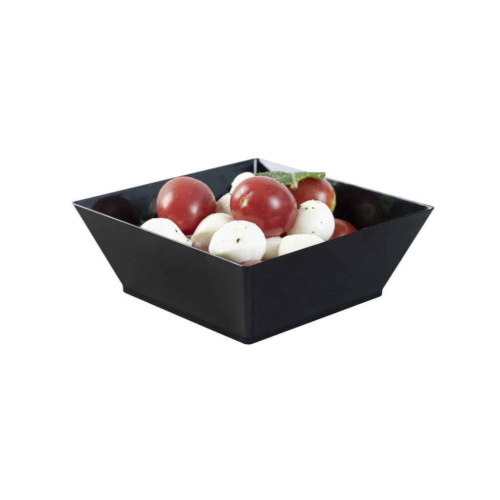 Maxi Serve 10 oz Square Black Plastic Small Modern Bowl - 4 1/4" x 4 1/4" x 1 1/2" - 25 count box