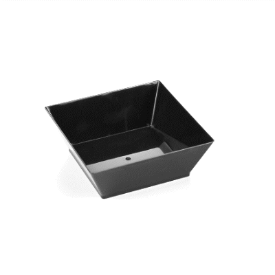 Maxi Serve 10 oz Square Black Plastic Small Modern Bowl - 4 1/4" x 4 1/4" x 1 1/2" - 25 count box