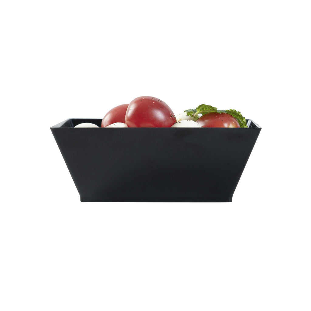 Maxi Serve 10 oz Square Black Plastic Small Modern Bowl - 4 1/4" x 4 1/4" x 1 1/2" - 100 count box