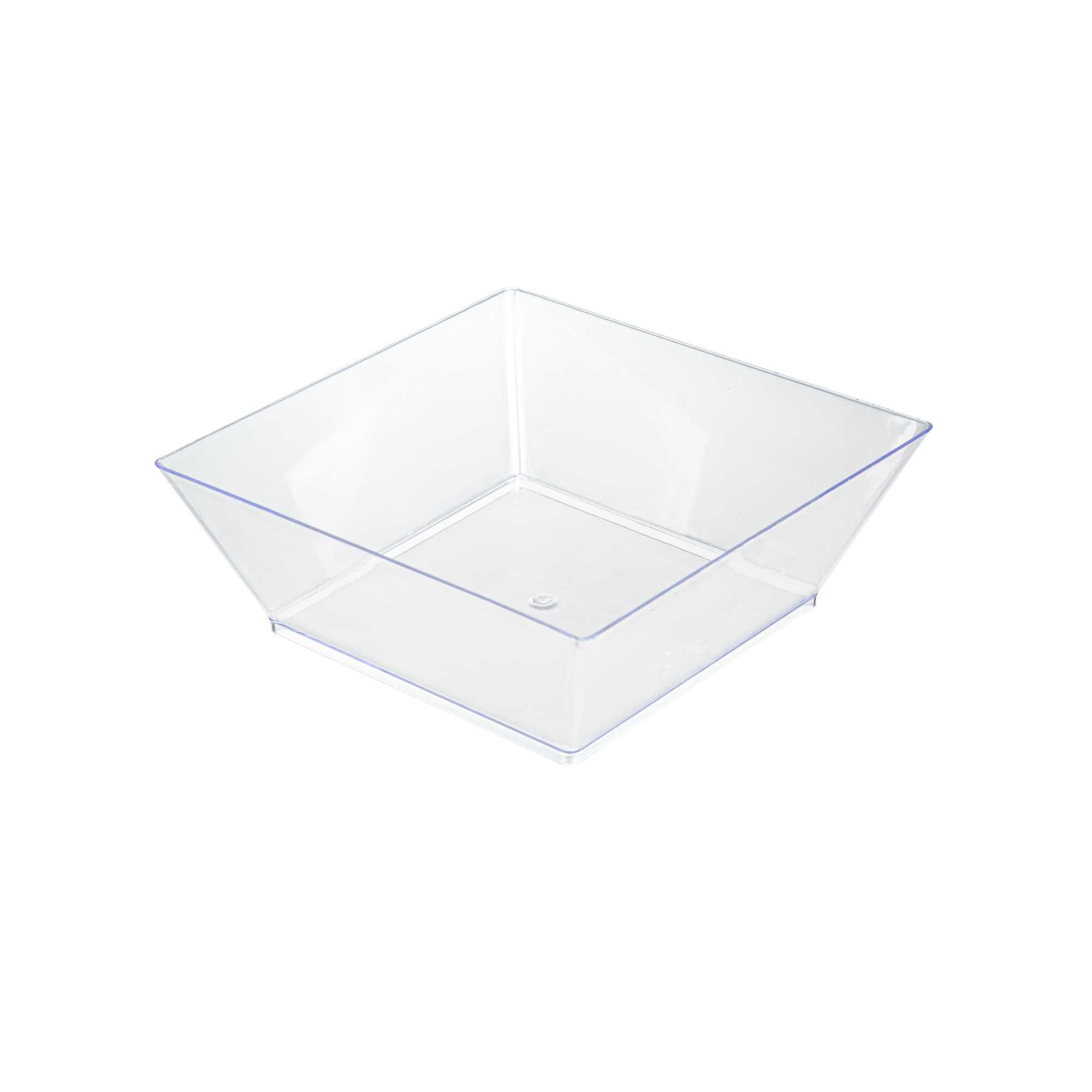 Maxi Serve 10 oz Square Clear Plastic Small Modern Bowl - 4 1/4" x 4 1/4" x 1 1/2" - 25 count box