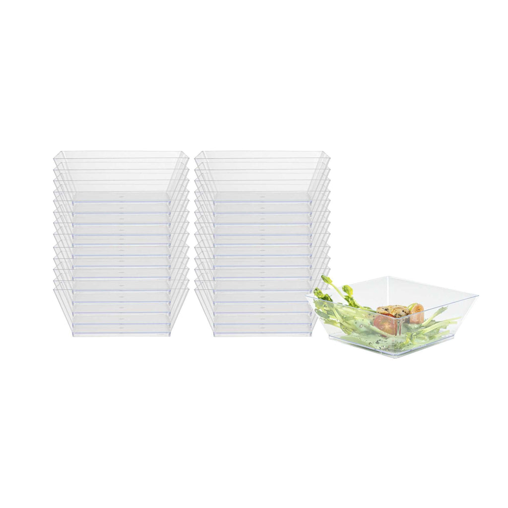 Maxi Serve 10 oz Square Clear Plastic Small Modern Bowl - 4 1/4" x 4 1/4" x 1 1/2" - 25 count box
