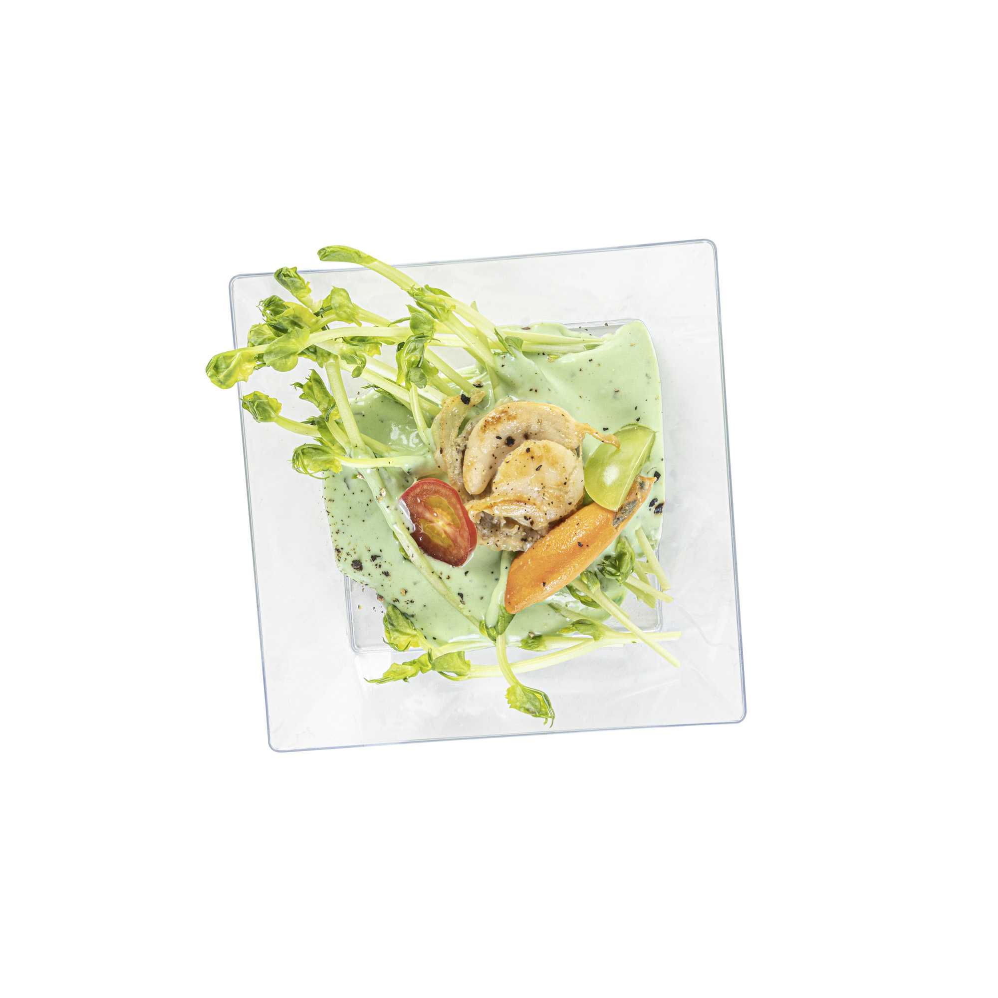 Maxi Serve 10 oz Square Clear Plastic Small Modern Bowl - 4 1/4" x 4 1/4" x 1 1/2" - 25 count box