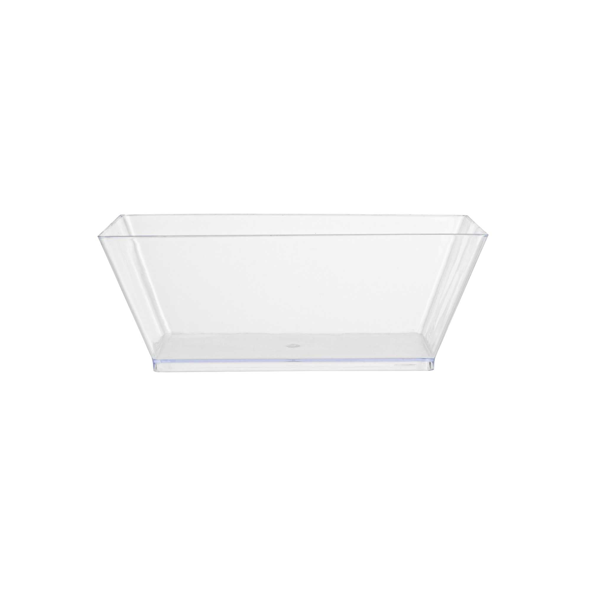 Maxi Serve 10 oz Square Clear Plastic Small Modern Bowl - 4 1/4" x 4 1/4" x 1 1/2" - 100 count box