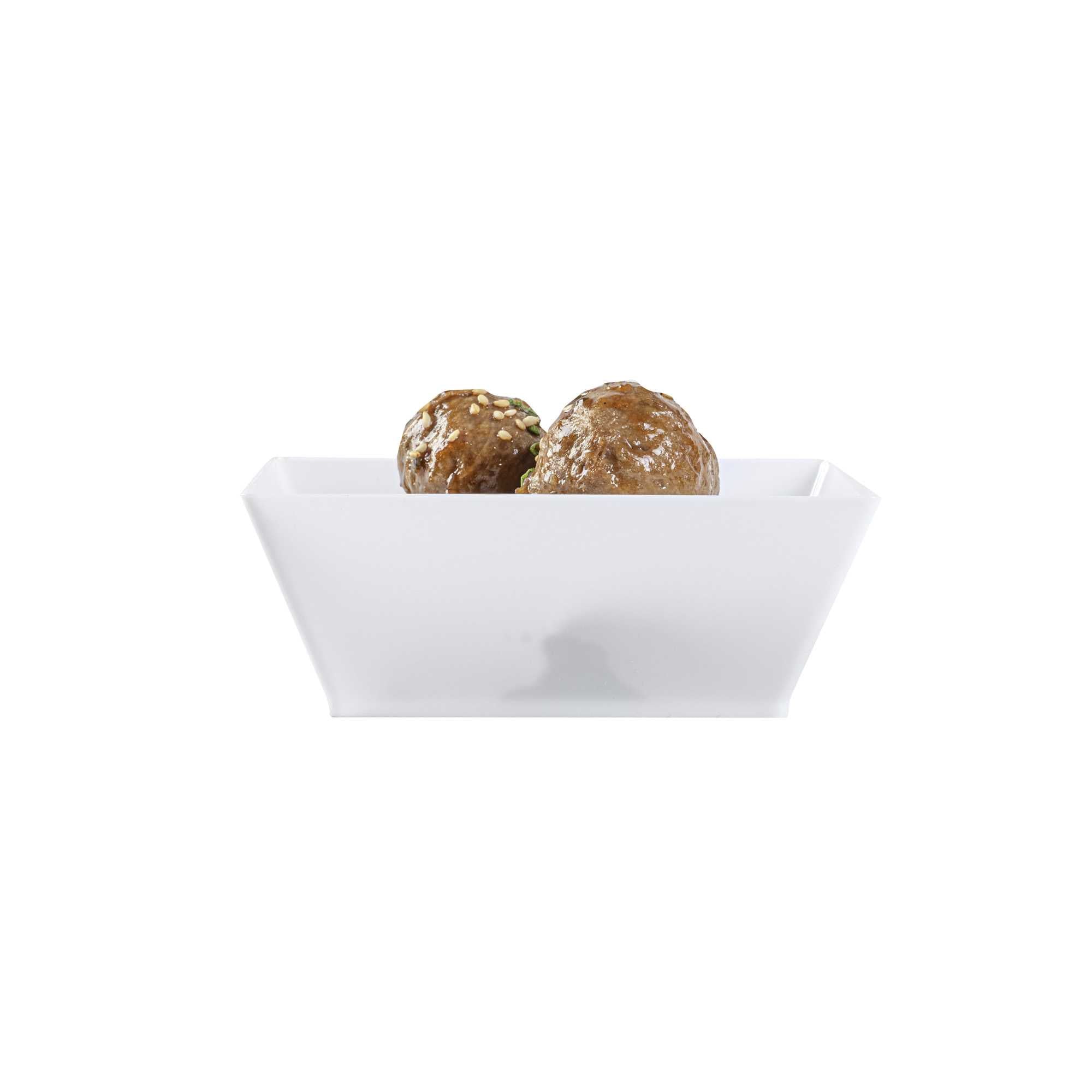 Maxi Serve 10 oz Square White Plastic Small Modern Bowl - 4 1/4" x 4 1/4" x 1 1/2" - 100 count box