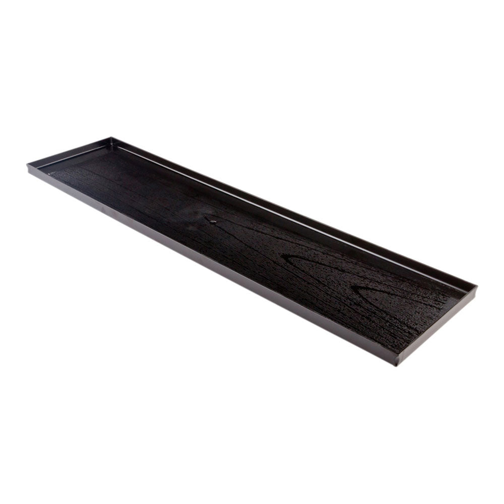 Maxi Serve Rectangle Black Plastic Medium Tray - Faux Wood Grain - 23 1/2" x 6" - 25 count box