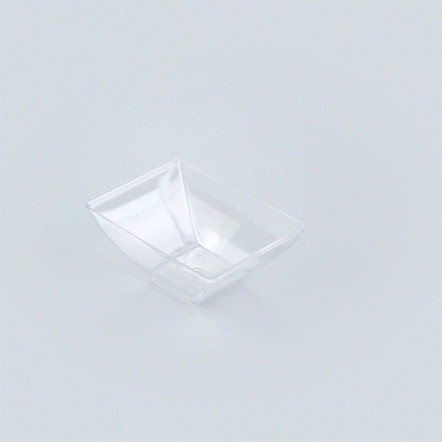 Mini Serve 3 oz Rectangle Clear Plastic Small Architetto Bowl - 3 1/4" x 2 1/4" x 1 1/4" - 100 count box