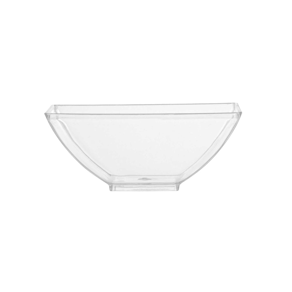Mini Serve 3 oz Rectangle Clear Plastic Small Architetto Bowl - 3 1/4" x 2 1/4" x 1 1/4" - 100 count box
