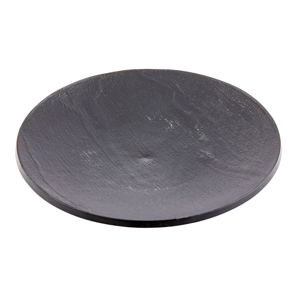 Mini Serve Round Black Plastic Small Plate - Faux Slate - 5" x 5" - 100 count box
