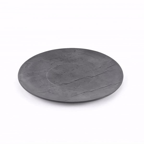 Maxi Serve Round Black Plastic Medium Plate - Faux Slate - 8 3/4" x 8 3/4" - 100 count box