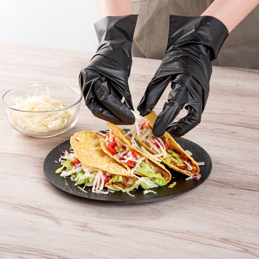 Maxi Serve Round Black Plastic Medium Plate - Faux Slate - 8 3/4" x 8 3/4" - 100 count box