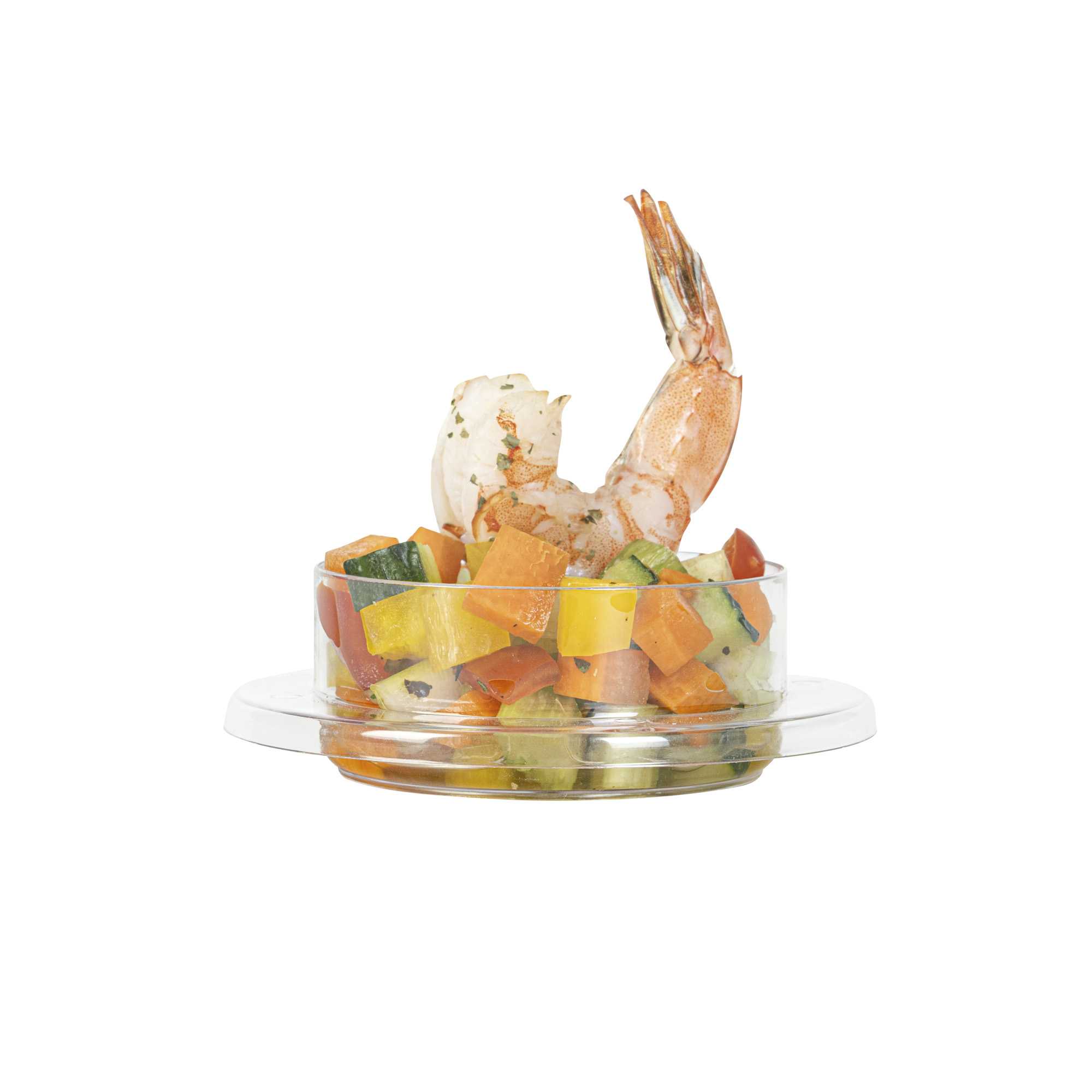 Mini Serve 3 oz Round Clear Plastic Gastronomique Petri Dish - 3 1/4" x 3 1/4" x 1" - 100 count box