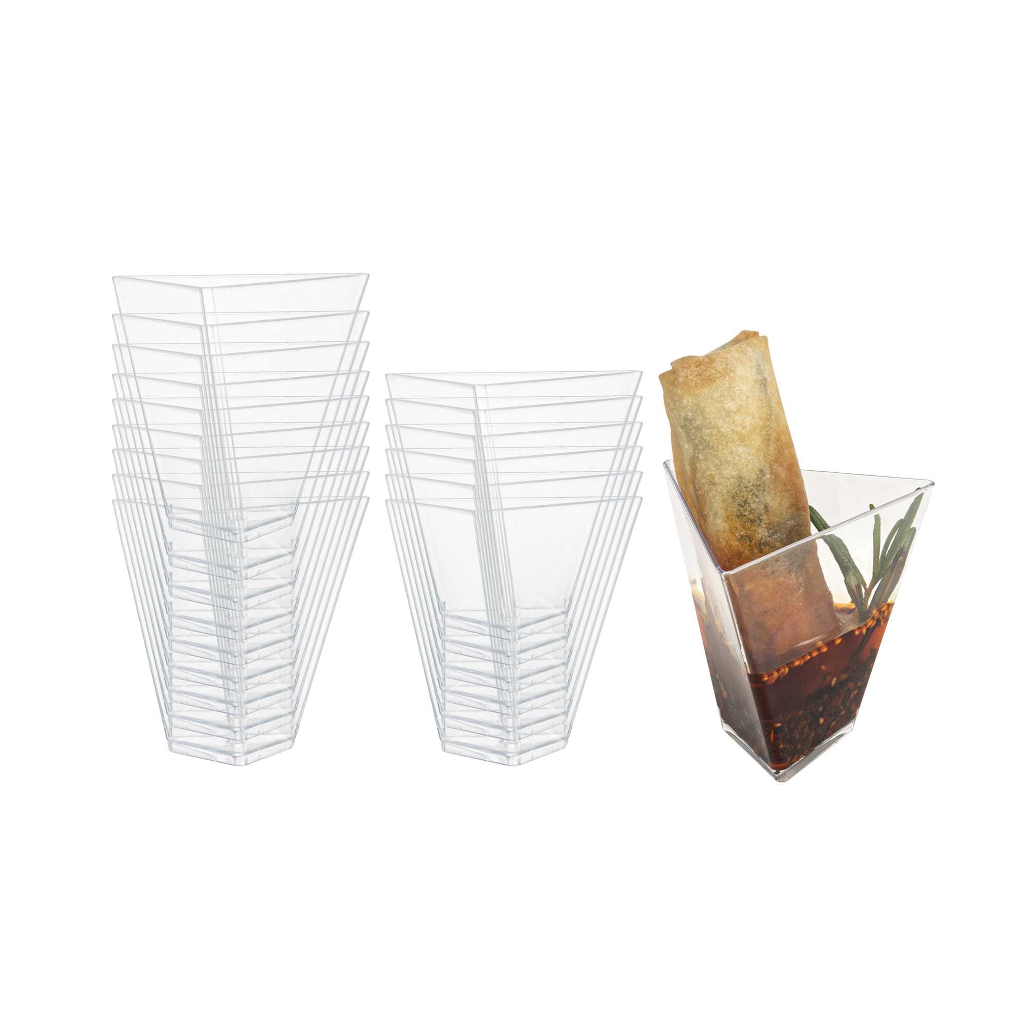 Mini Serve 4 oz Clear Plastic Torcente Dessert Cup - 3" x 2 1/2" x 2 3/4" - 25 count box