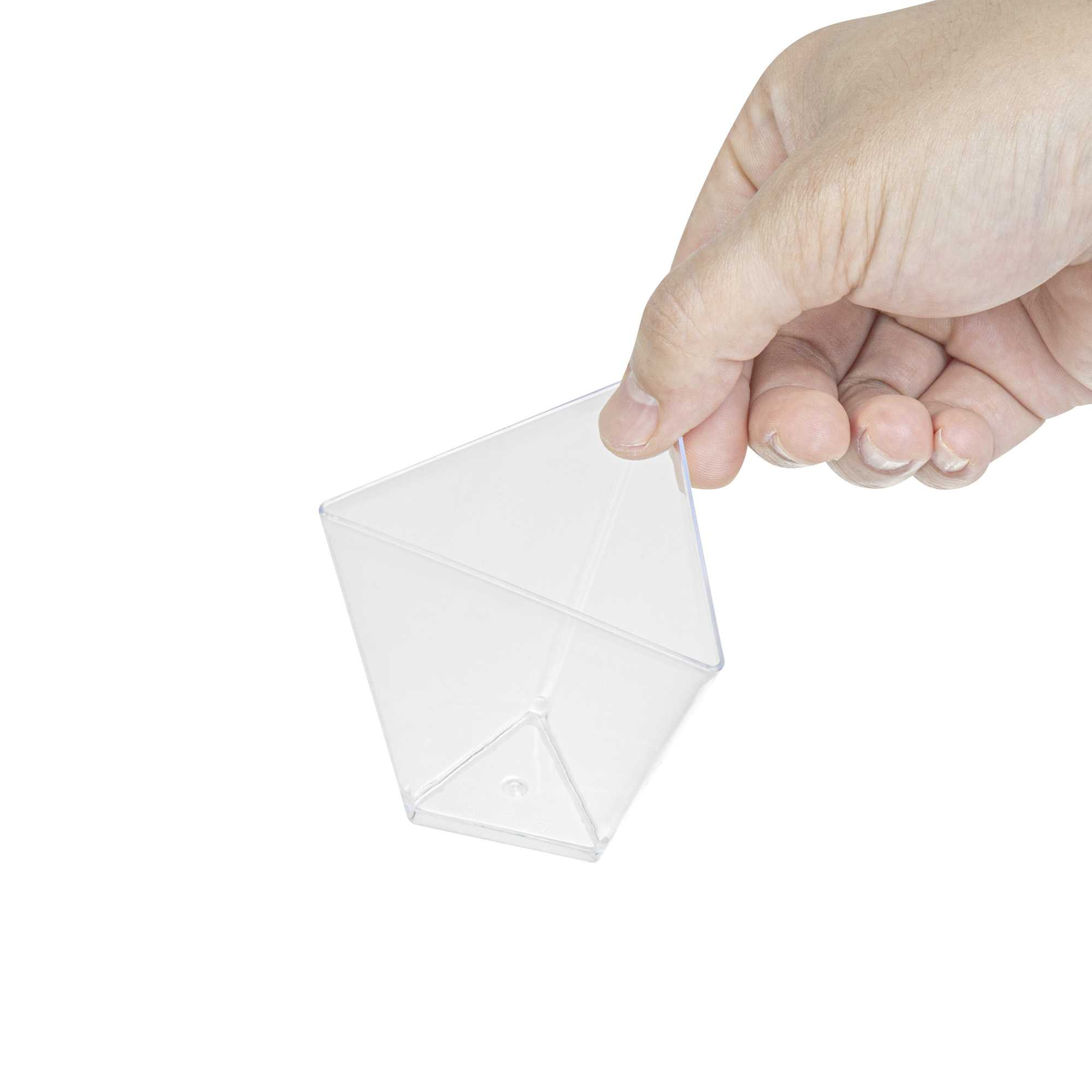 Mini Serve 4 oz Clear Plastic Torcente Dessert Cup - 3" x 2 1/2" x 2 3/4" - 25 count box