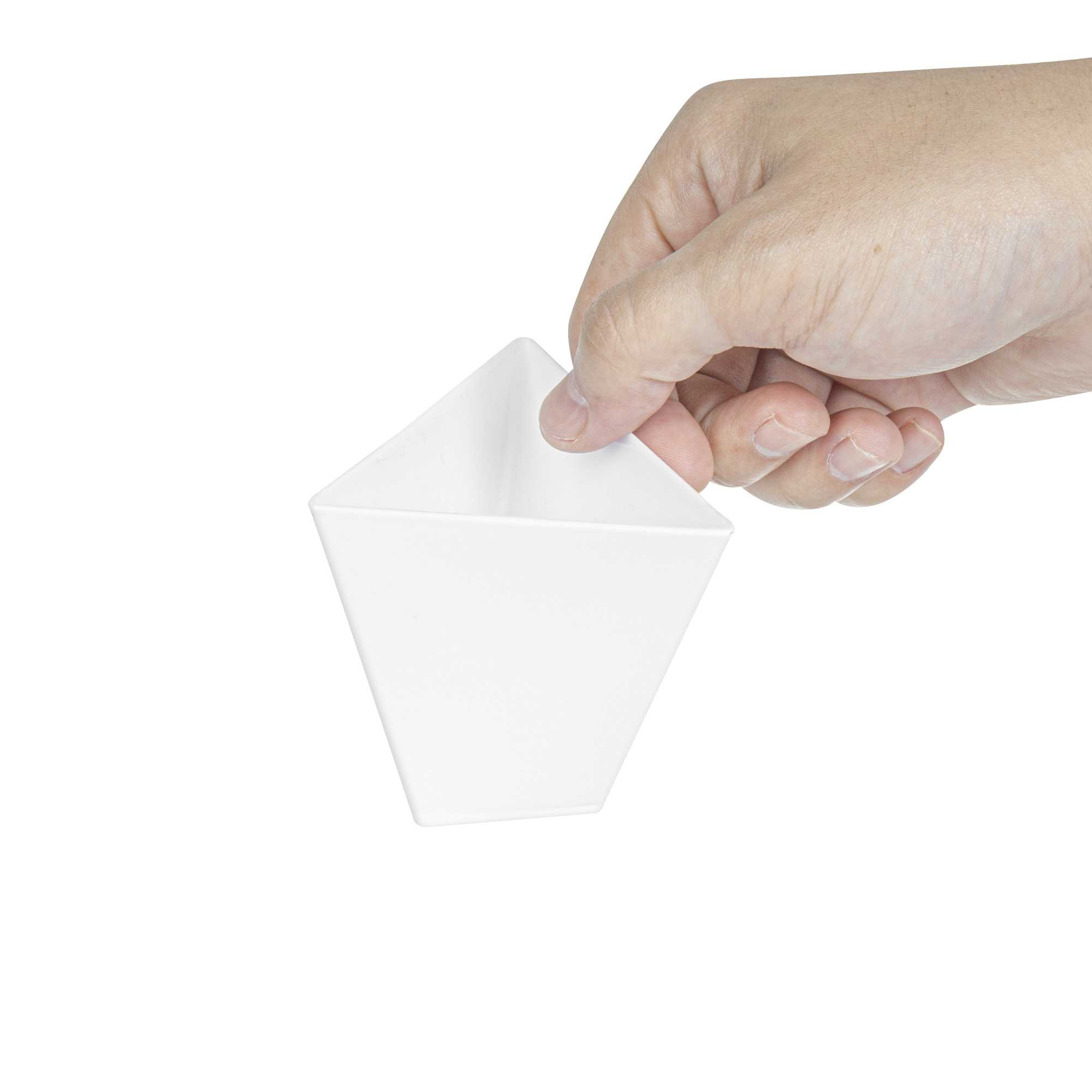Mini Serve 4 oz White Plastic Torcente Dessert Cup - 3" x 2 1/2" x 2 3/4" - 100 count box