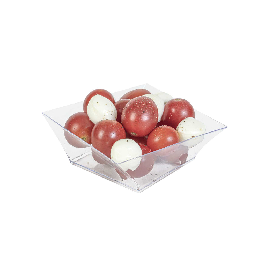 Mini Serve 7 oz Square Clear Plastic Small Girata Bowl - 4" x 4" x 1 1/2" - 100 count box