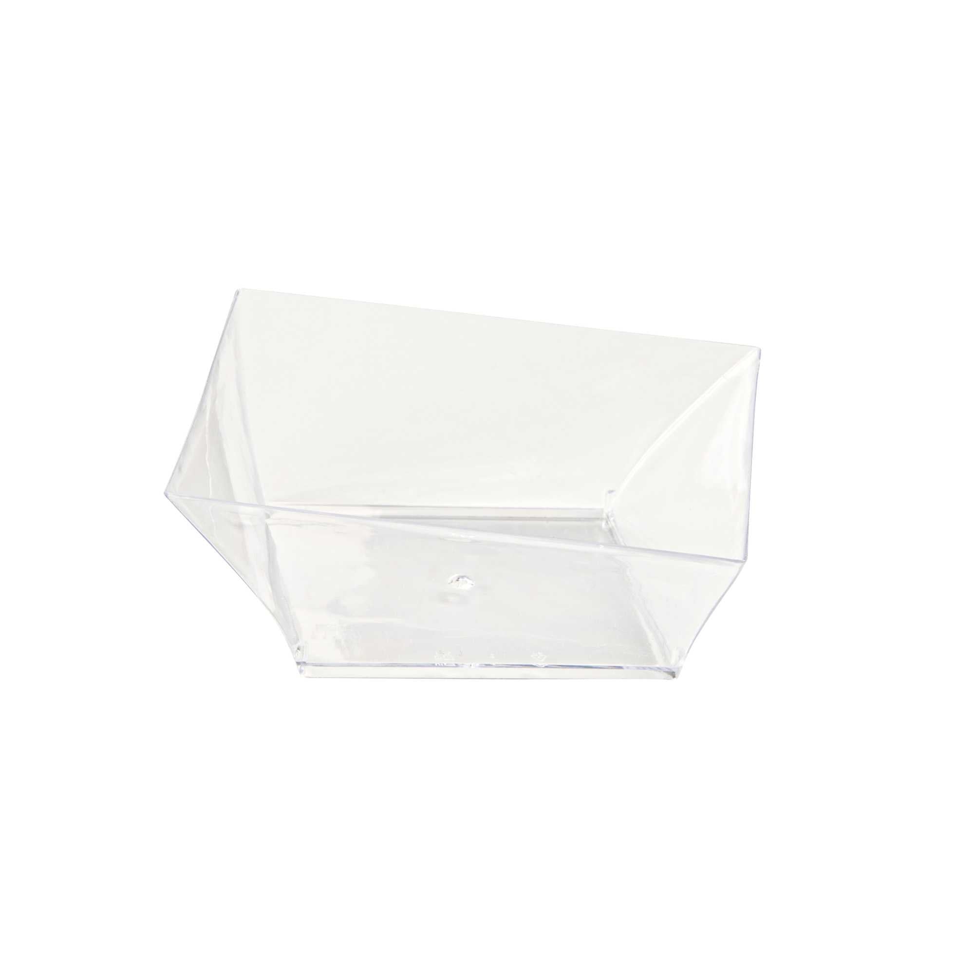 Mini Serve 7 oz Square Clear Plastic Small Girata Bowl - 4" x 4" x 1 1/2" - 100 count box