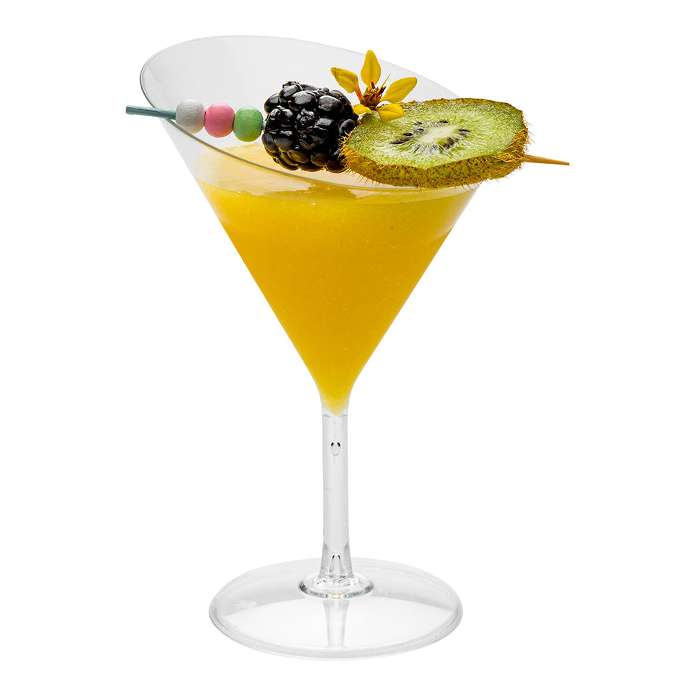 Bev Tek 2 oz Round Clear Plastic Small Angolare Martini Glass - 3 1/2" x 2 3/4" x 4 1/2" - 100 count box
