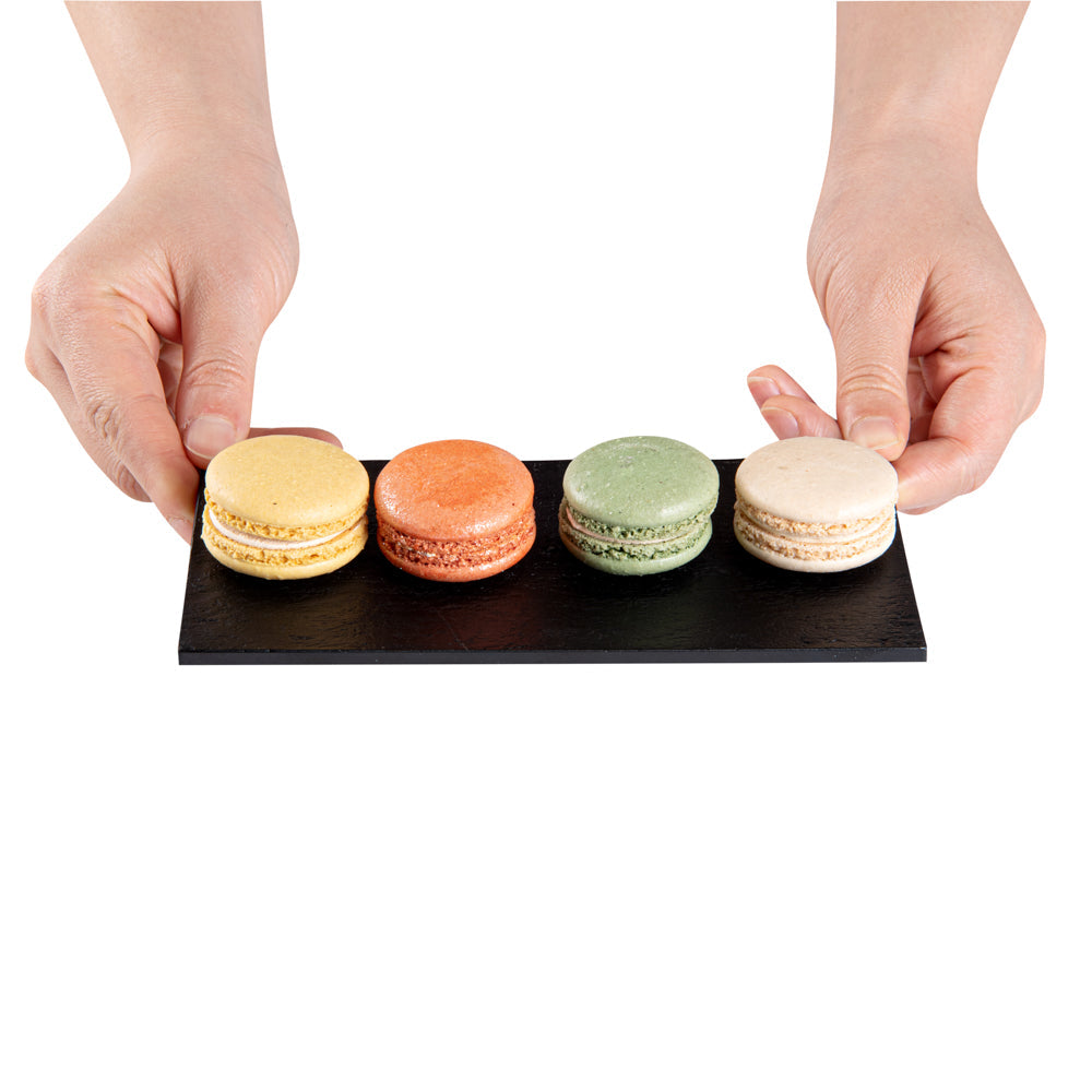 Maxi Serve Rectangle Black Plastic Small Plate - Faux Slate - 7" x 3 1/2" - 100 count box