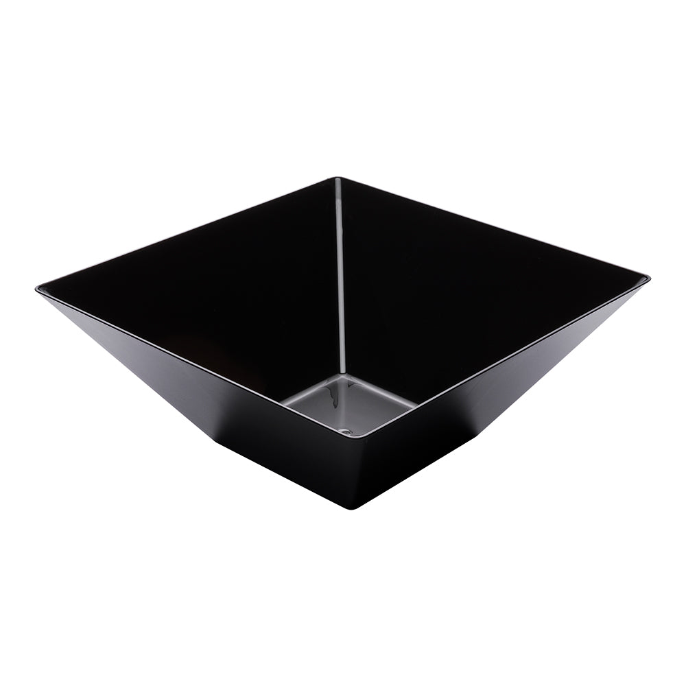 Maxi Serve 160 oz Square Black Plastic Large Modern Serving Bowl - 11" x 11" x 4 1/2" - 25 count box