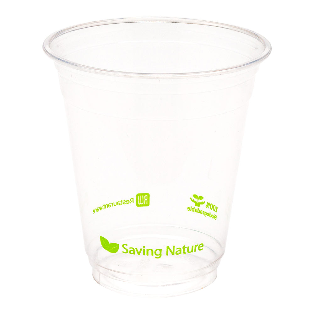 Basic Nature 12 oz Round Clear Plastic Drinking Cup - Compostable - 3 3/4" x 3 3/4" x 4 1/4" - 100 count box