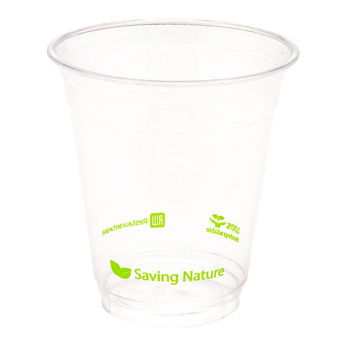 Basic Nature 12 oz Round Clear Plastic Drinking Cup - Compostable - 3 3/4" x 3 3/4" x 4 1/4" - 100 count box