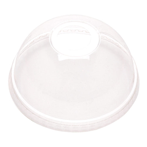 Basic Nature Round Clear PLA Plastic Drinking Cup Dome Lid - Compostable - 3 3/4" x 3 3/4" x 1 3/4" - 100 count box