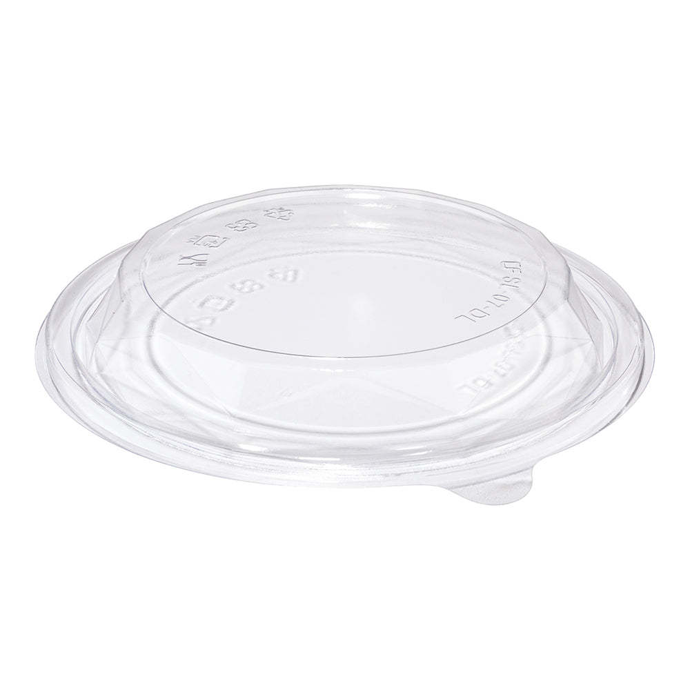 Basic Nature Round Clear Plastic To Go Bowl Lid - Compostable, Fits 24 and 32 oz - 7" x 7" x 3/4" - 125 count box