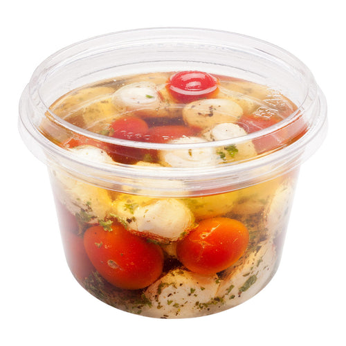 Basic Nature Round Clear Plastic Deli Container Flat Lid - Compostable - 4 1/2" x 4 1/2" x 3/4" - 50 count box