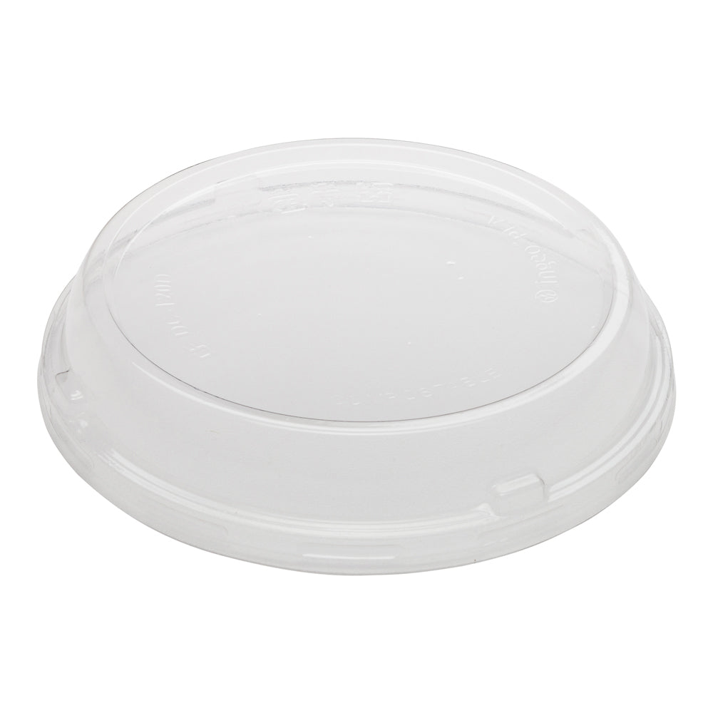 Basic Nature Round Clear Plastic Deli Container Dome Lid - Compostable - 4 1/2" x 4 1/2" x 1" - 50 count box