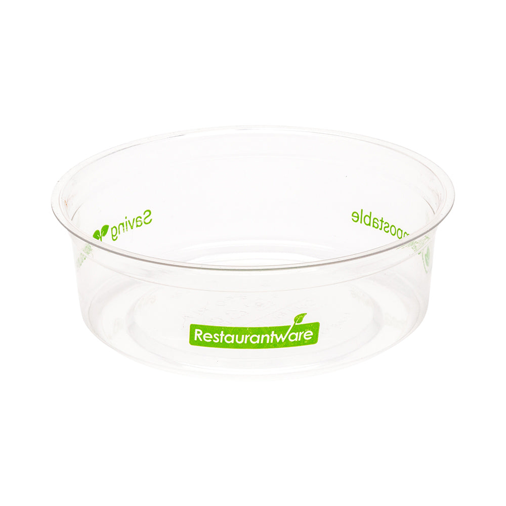 Basic Nature 8 oz Round Clear Plastic Deli Container - Compostable - 4 3/4" x 4 3/4" x 1 3/4" - 50 count box