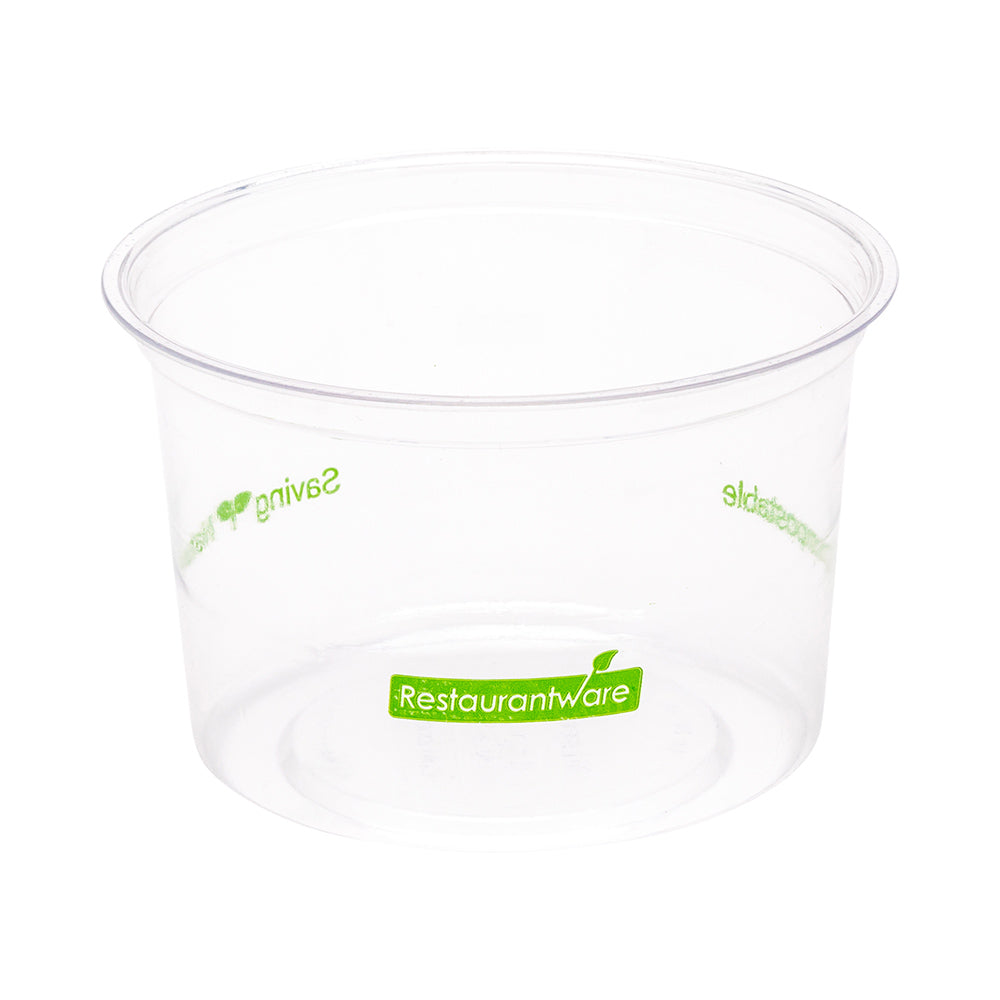 Basic Nature 16 oz Round Clear Plastic Deli Container - Compostable - 4 3/4" x 4 3/4" x 3" - 50 count box