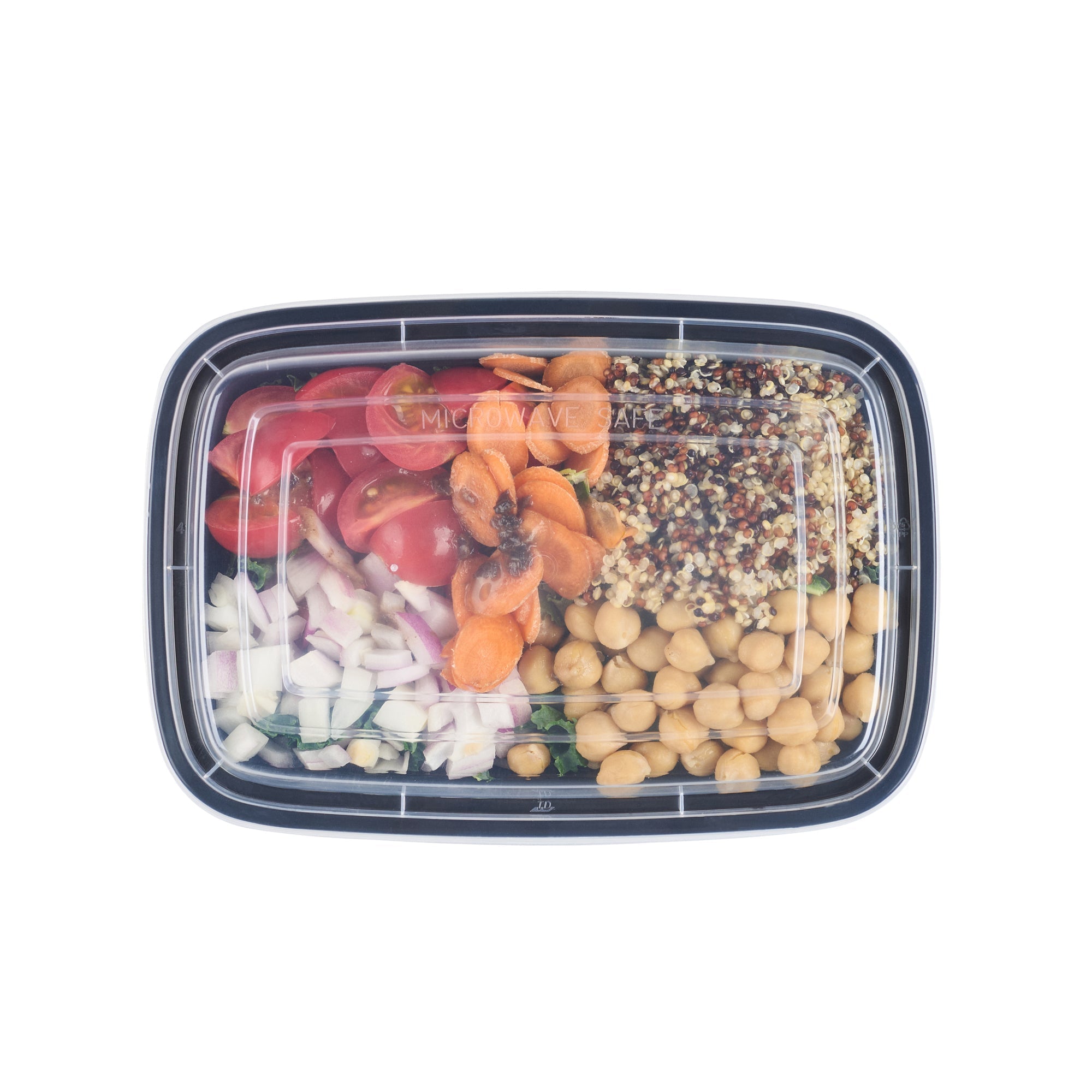 Asporto 24 oz Rectangle Black Plastic To Go Box - with Clear Lid, Microwavable - 8" x 5 1/4" x 1 3/4" - 50 count box