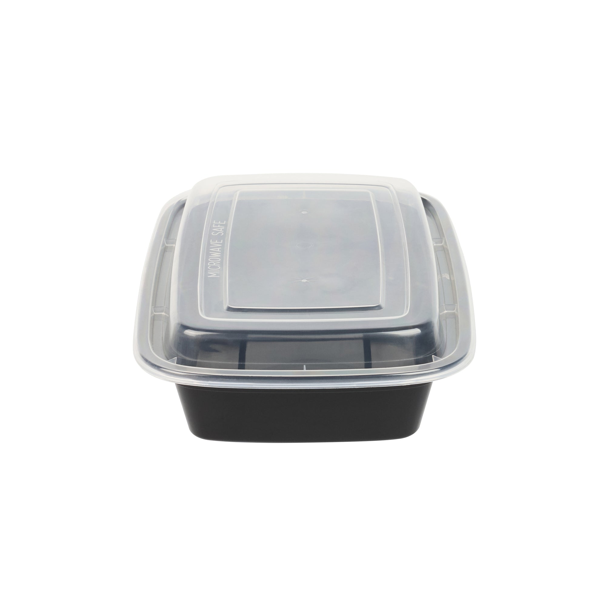 Asporto 24 oz Rectangle Black Plastic To Go Box - with Clear Lid, Microwavable - 8" x 5 1/4" x 1 3/4" - 50 count box
