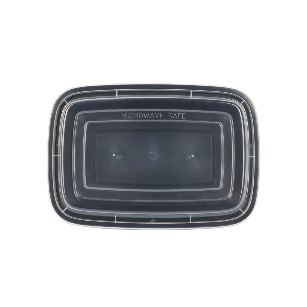 Asporto 24 oz Rectangle Black Plastic To Go Box - with Clear Lid, Microwavable - 8" x 5 1/4" x 1 3/4" - 100 count box