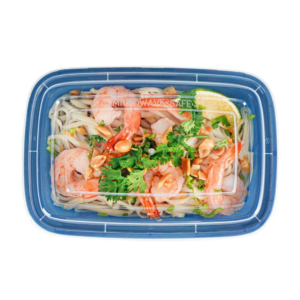 Asporto 24 oz Rectangle Midnight Blue Plastic To Go Box - with Clear Lid, Microwavable - 8" x 5 1/4" x 1 3/4" - 100 count box