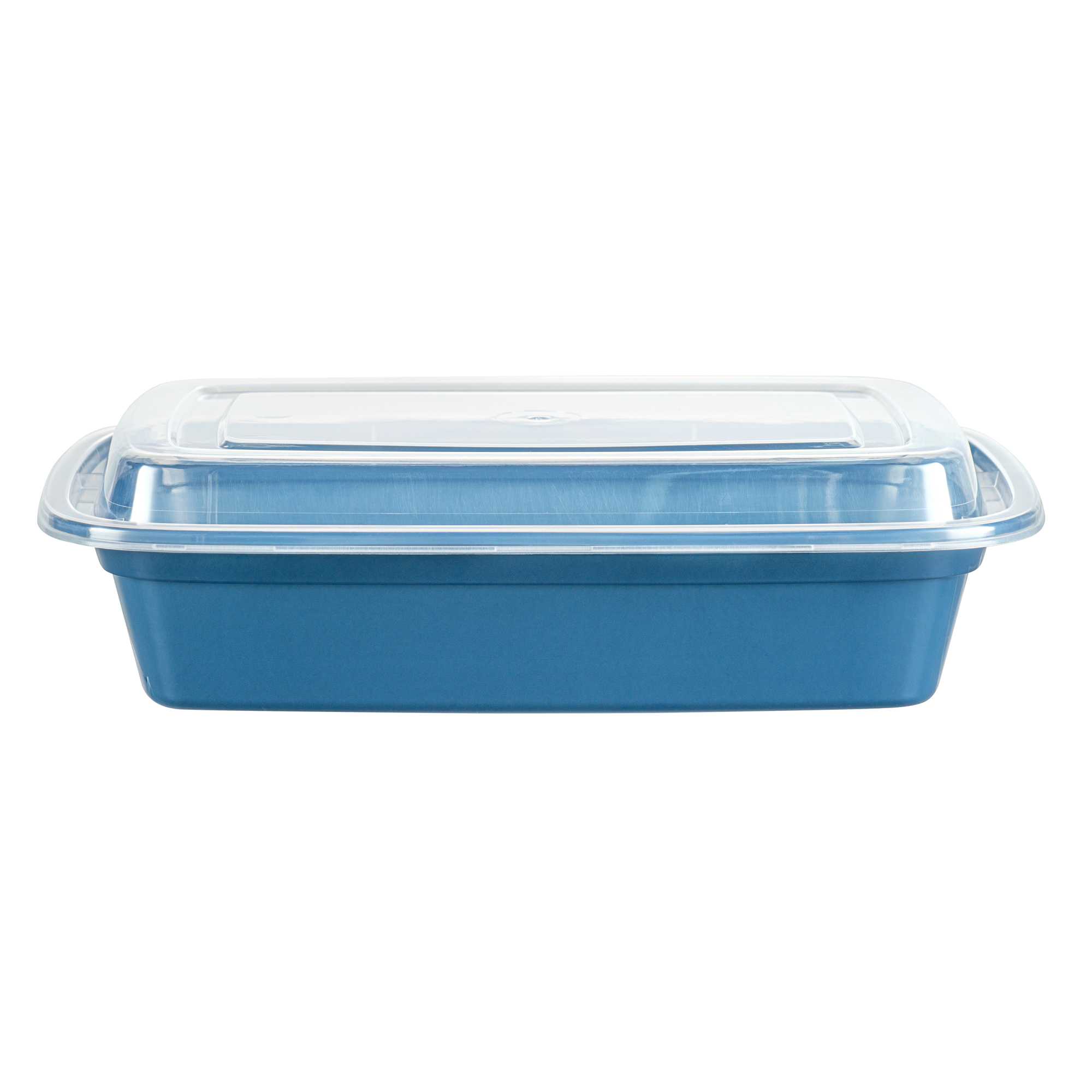 Asporto 24 oz Rectangle Midnight Blue Plastic To Go Box - with Clear Lid, Microwavable - 8" x 5 1/4" x 1 3/4" - 100 count box