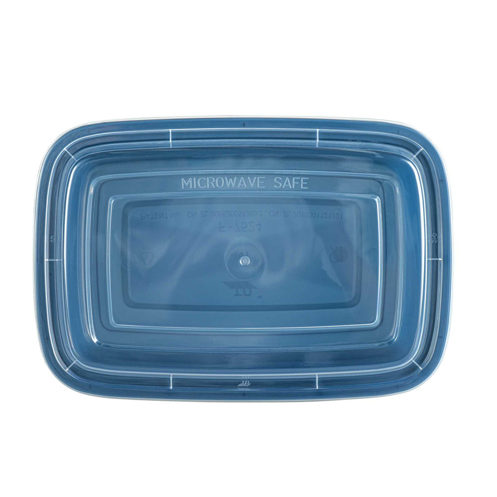 Asporto 24 oz Rectangle Midnight Blue Plastic To Go Box - with Clear Lid, Microwavable - 8" x 5 1/4" x 1 3/4" - 100 count box