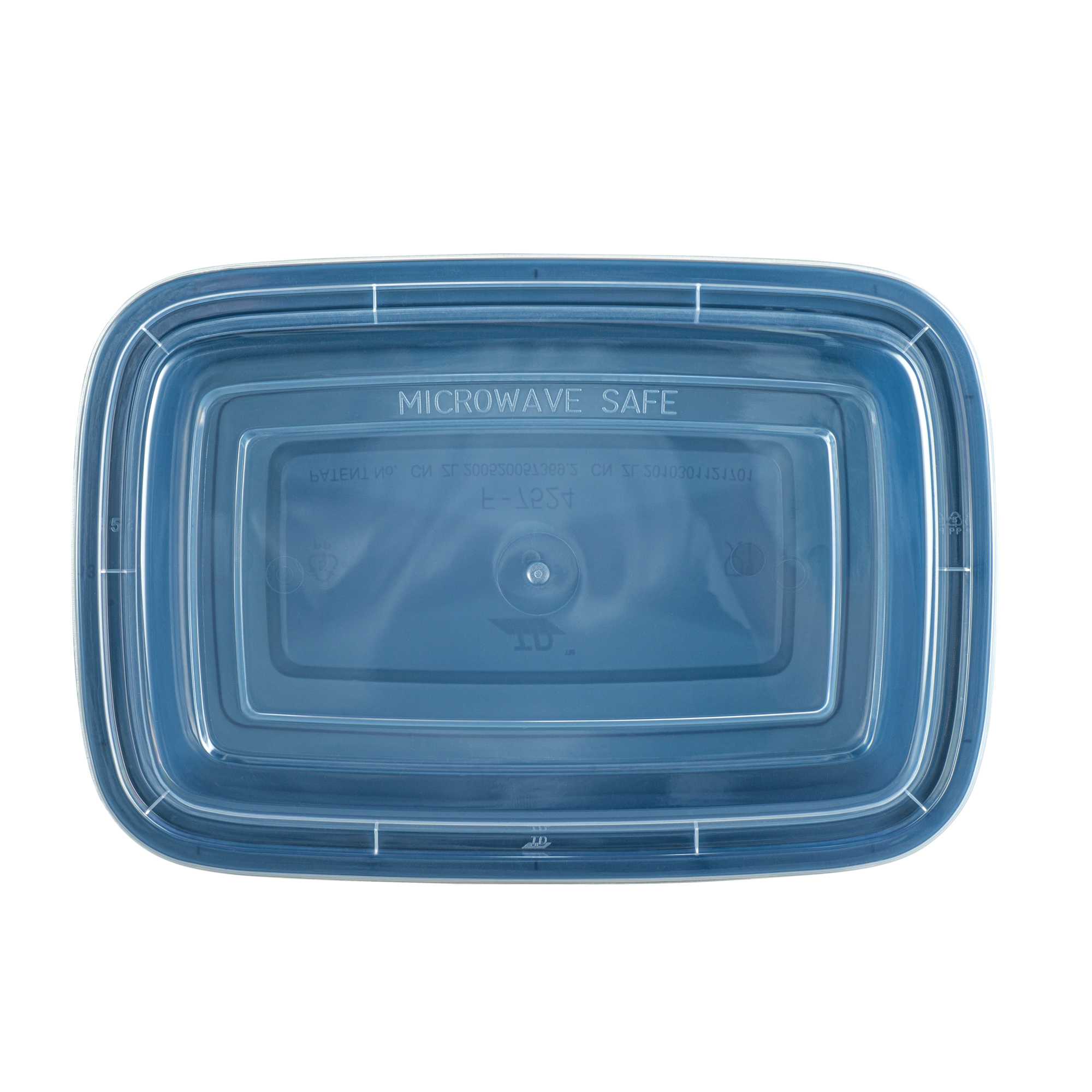 Asporto 24 oz Rectangle Midnight Blue Plastic To Go Box - with Clear Lid, Microwavable - 8" x 5 1/4" x 1 3/4" - 100 count box