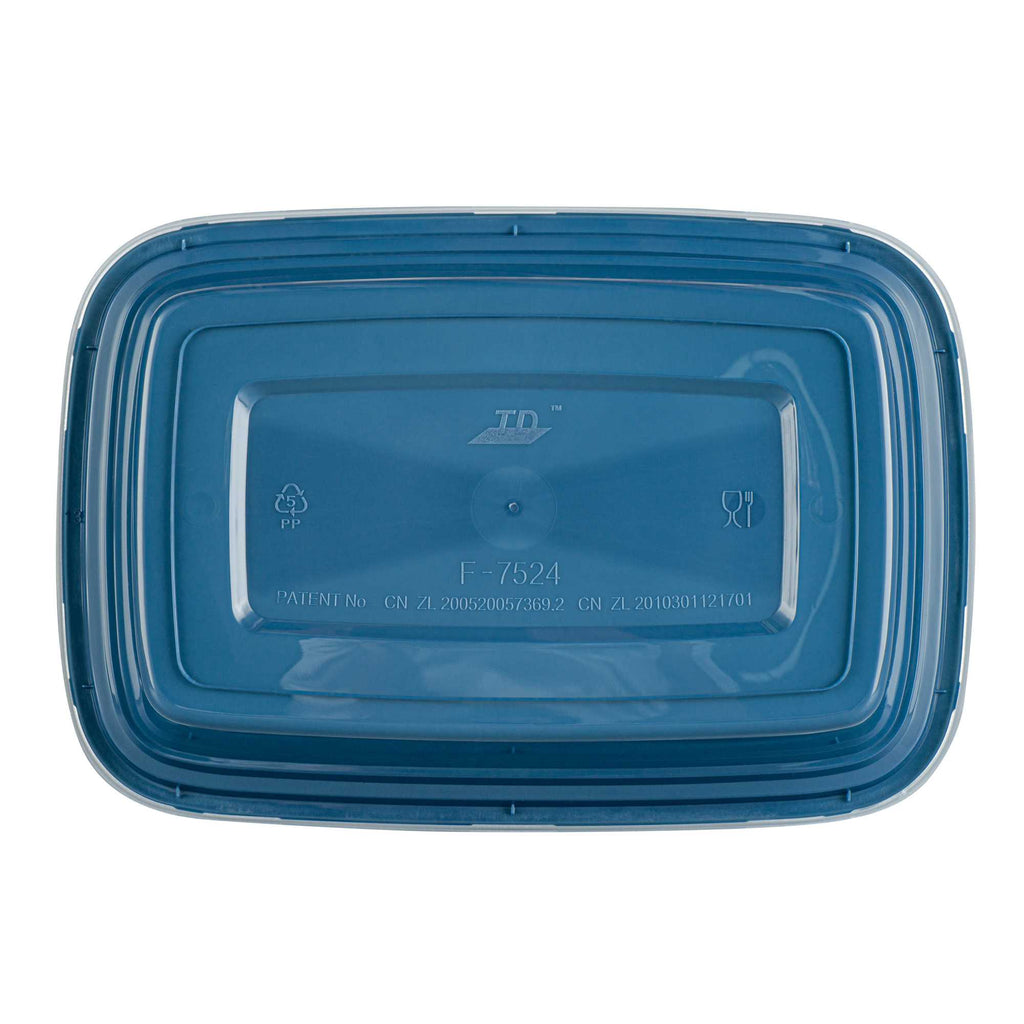 Asporto 24 oz Rectangle Midnight Blue Plastic To Go Box - with Clear Lid, Microwavable - 8" x 5 1/4" x 1 3/4" - 100 count box