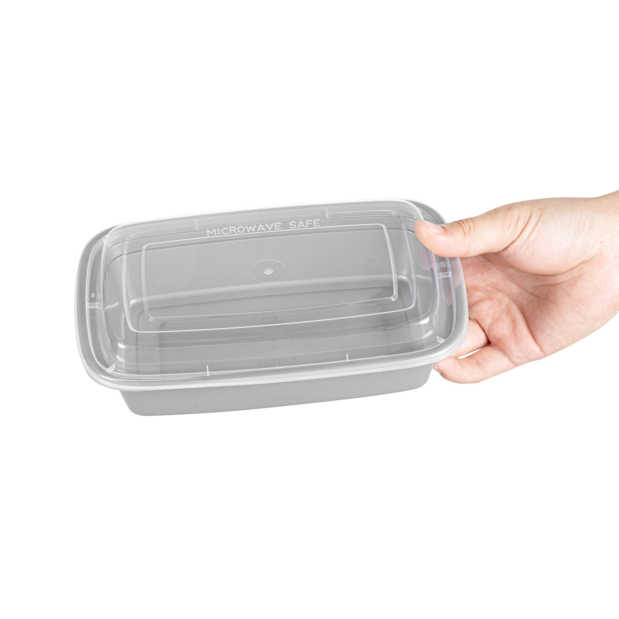 Asporto 24 oz Rectangle Silver Plastic To Go Box - with Clear Lid, Microwavable - 8" x 5 1/4" x 1 3/4" - 100 count box