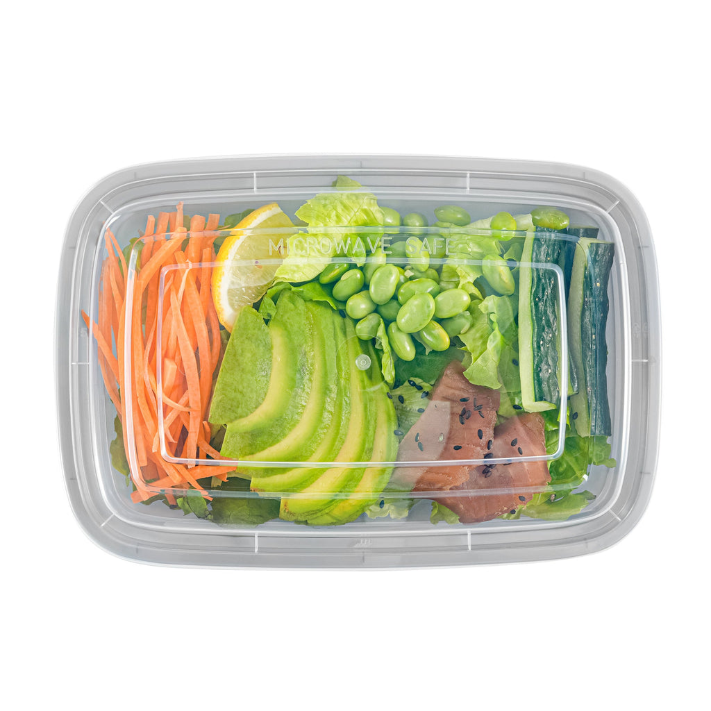 Asporto 24 oz Rectangle Silver Plastic To Go Box - with Clear Lid, Microwavable - 8" x 5 1/4" x 1 3/4" - 100 count box